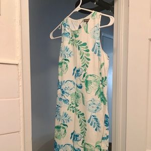 Tommy Bahama White Floral Linen Dress WITH POCKETS